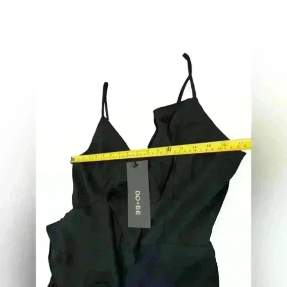 NWT DO+BE Wide Leg Ruffle Black Jumpsuit Romper Classic Event Party Night Out M - Picture 9 of 13